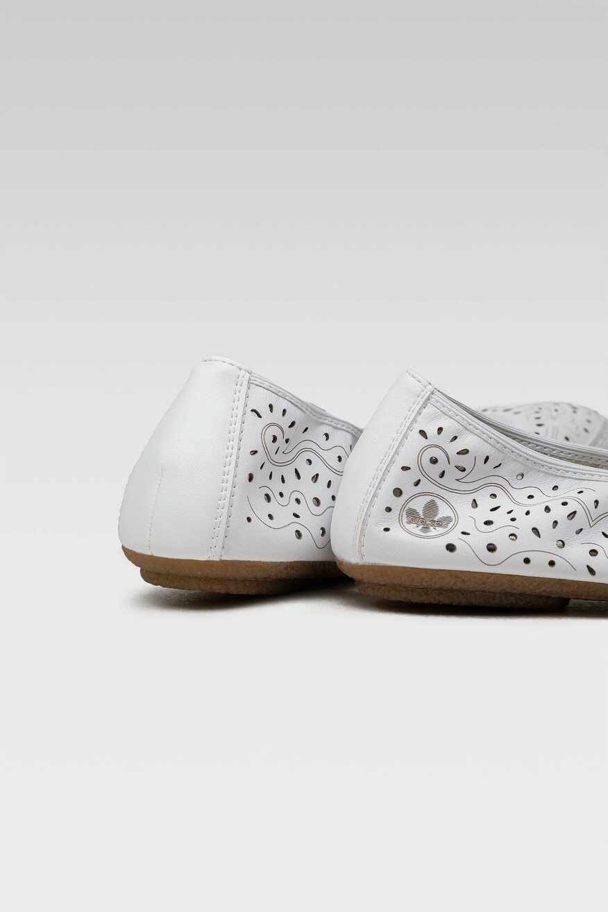 Rieker - Skórzane baleriny ażurowe - 5904248595609