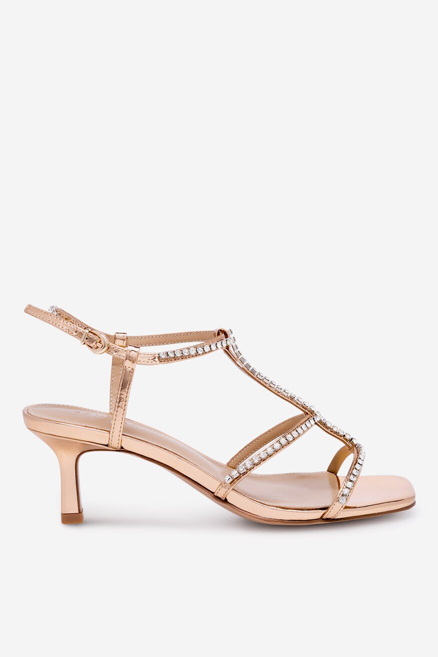 Badura - Sandały skórzane na obcasie - 5905588374367