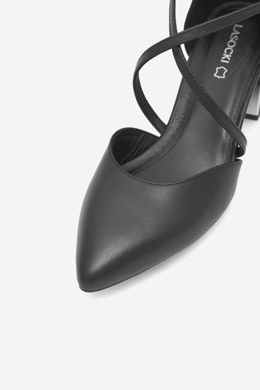 Lasocki - Czółenka skórzane na słupku - 5905588777113