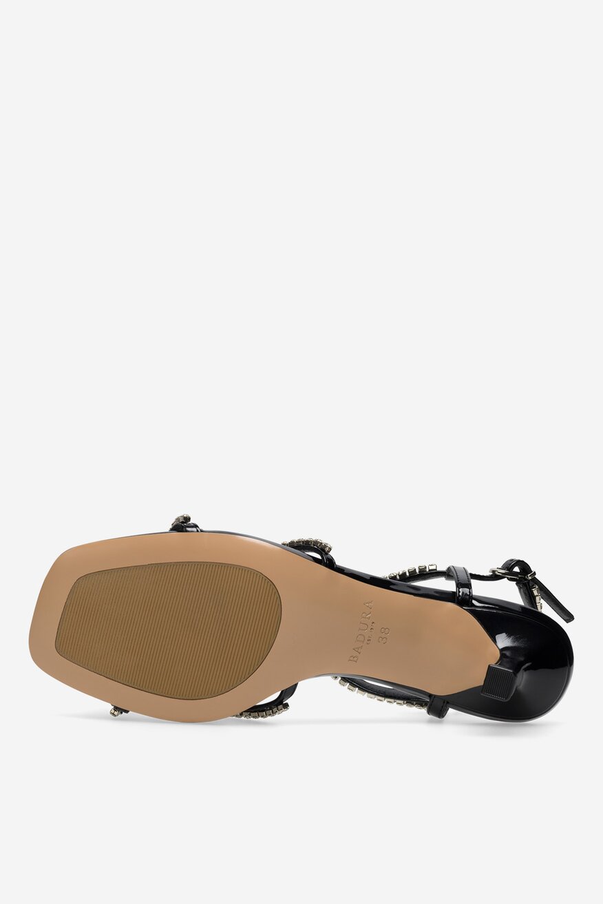 Badura - Sandały skórzane na obcasie - 5905588374237
