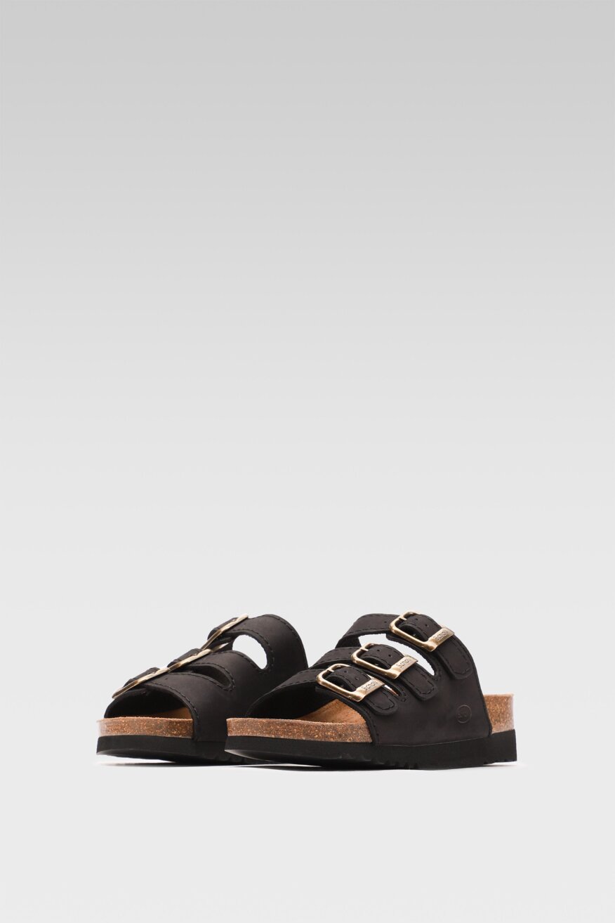 Scholl - Skórzane klapki czarne - 5903698408897