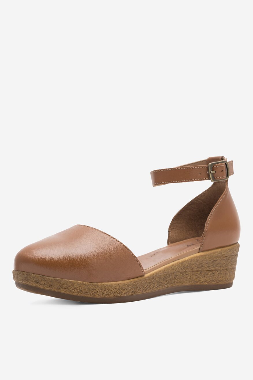 Sarah Karen - Skórzane czółenka brązowe - 5904862810065