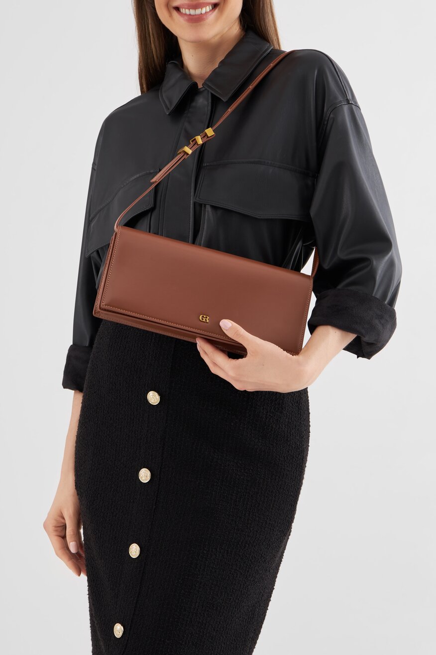 Gino Rossi - Mała skórzana torebka kopertówka - 5905588540182