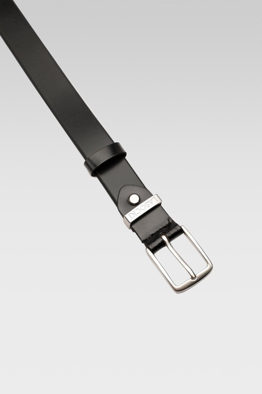 
                Lasocki - Pasek męski skórzany czarny - 5904248886752