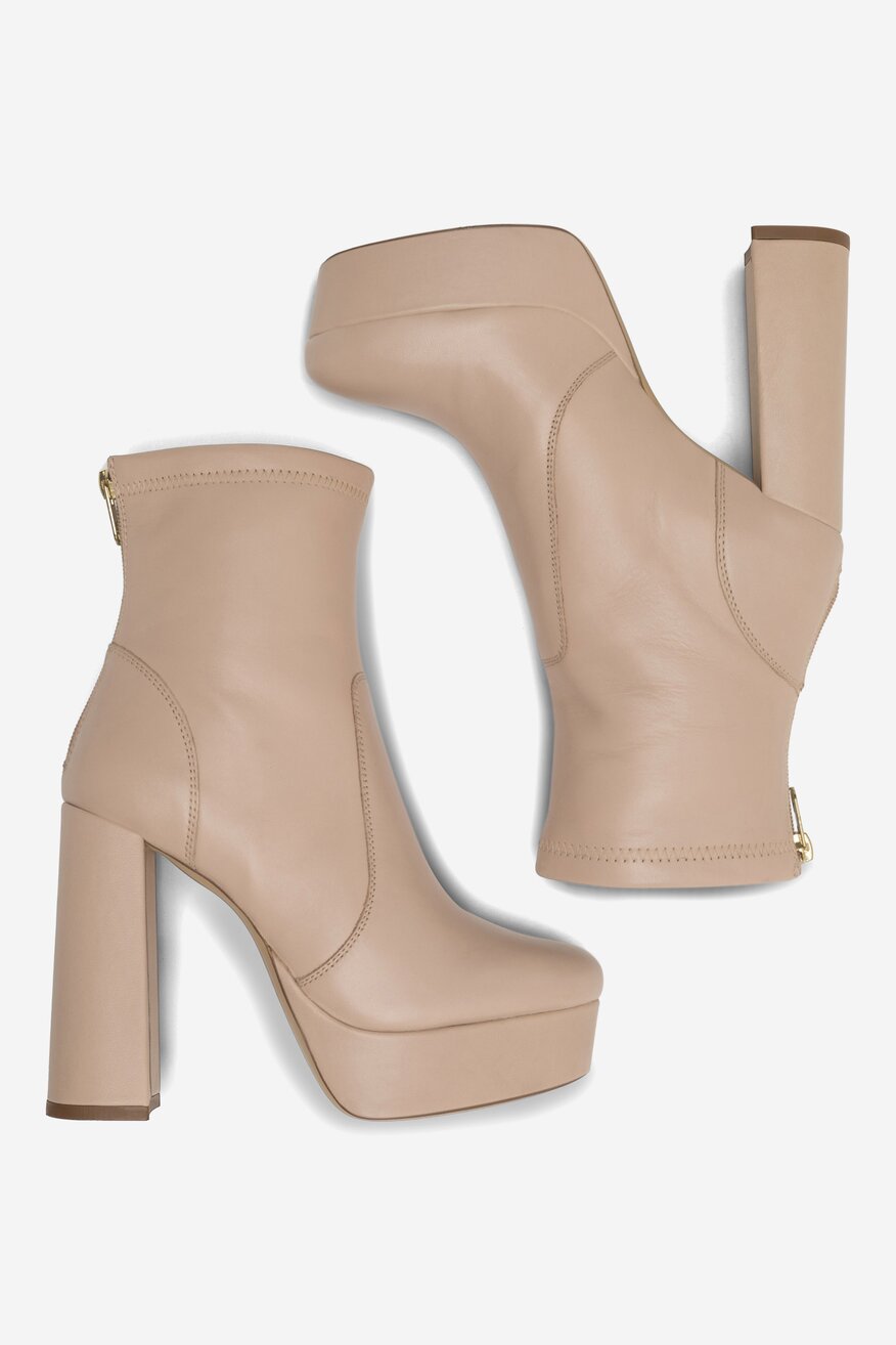 
                EVA MINGE - Botki skórzane na słupku - 5905588004196