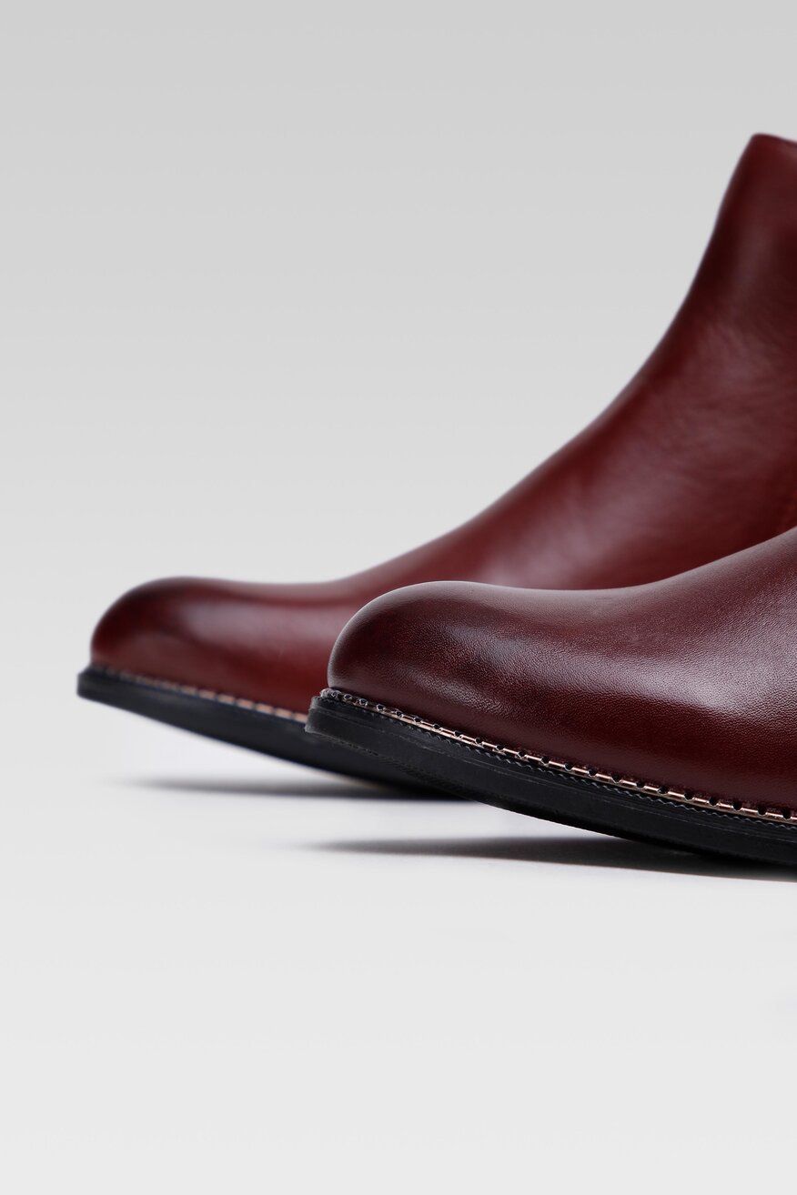 
                Lasocki - Skórzane botki bordowe - 5903698947600