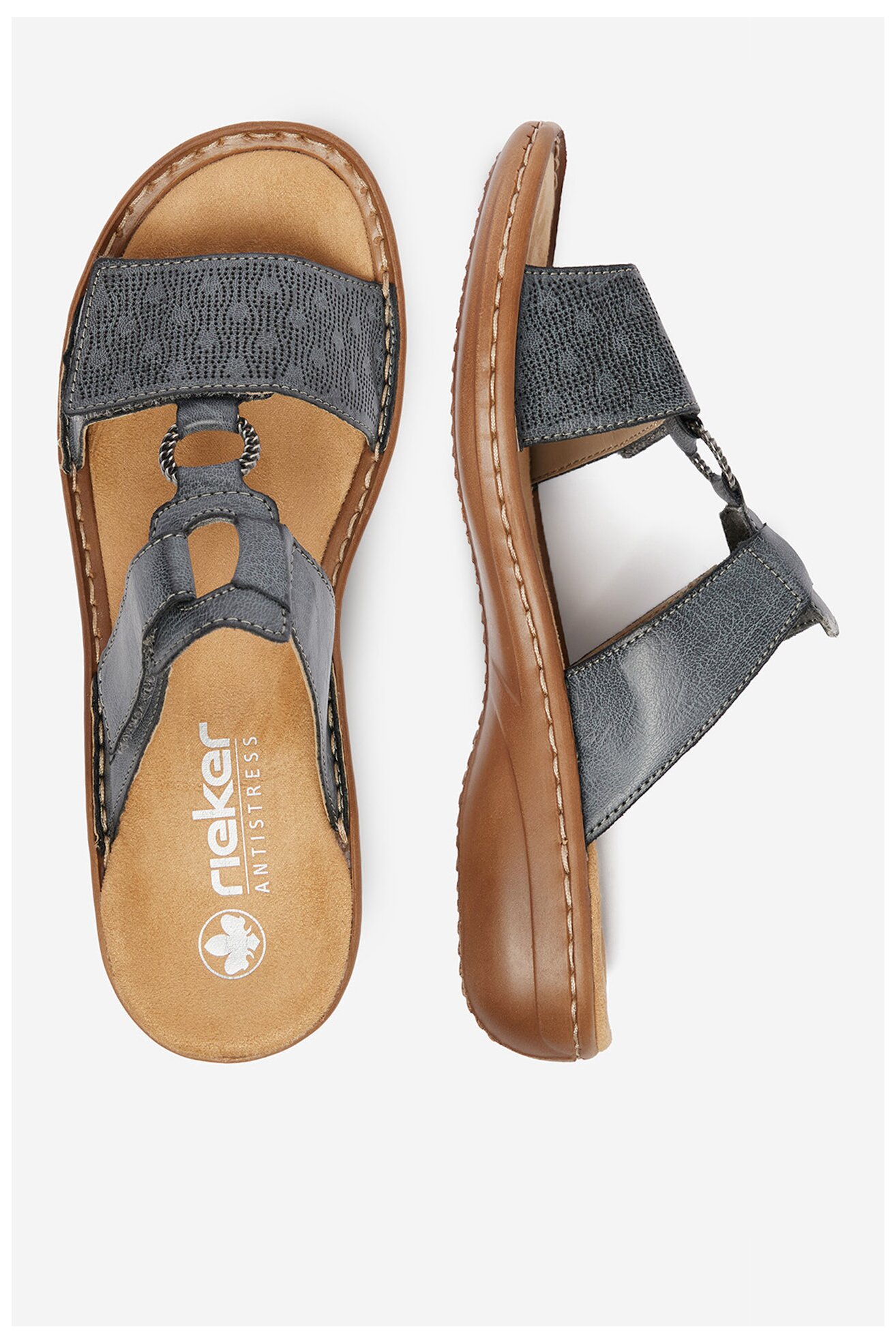 Klapki Rieker CEO-60885-12 Jeansowy