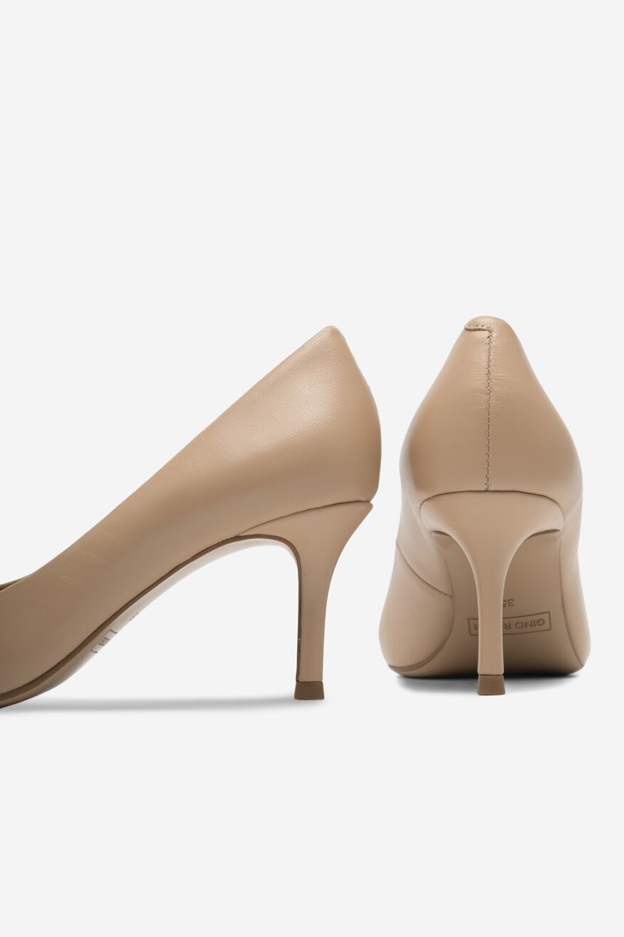 
                Gino Rossi - Skórzane czółenka beżowe - 5904862634739