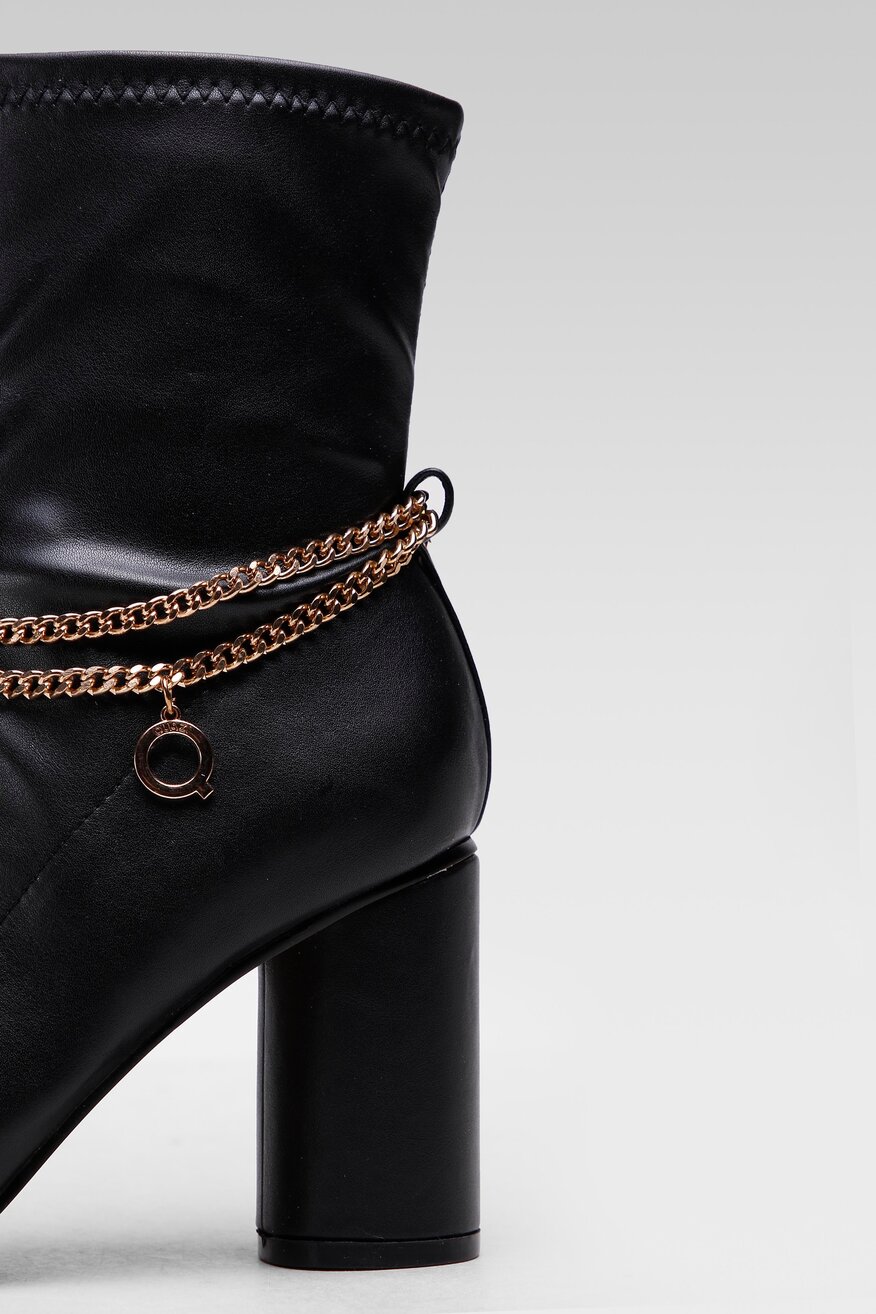 Quazi - Botki z aplikacją czarne - 5904248191726