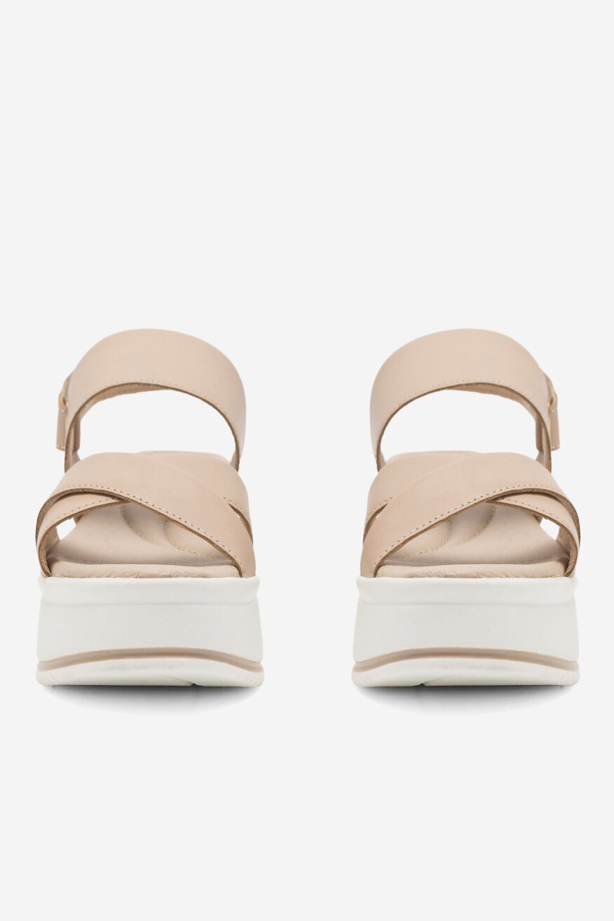 Lasocki - Skórzane sandały beżowe - 5904862837918