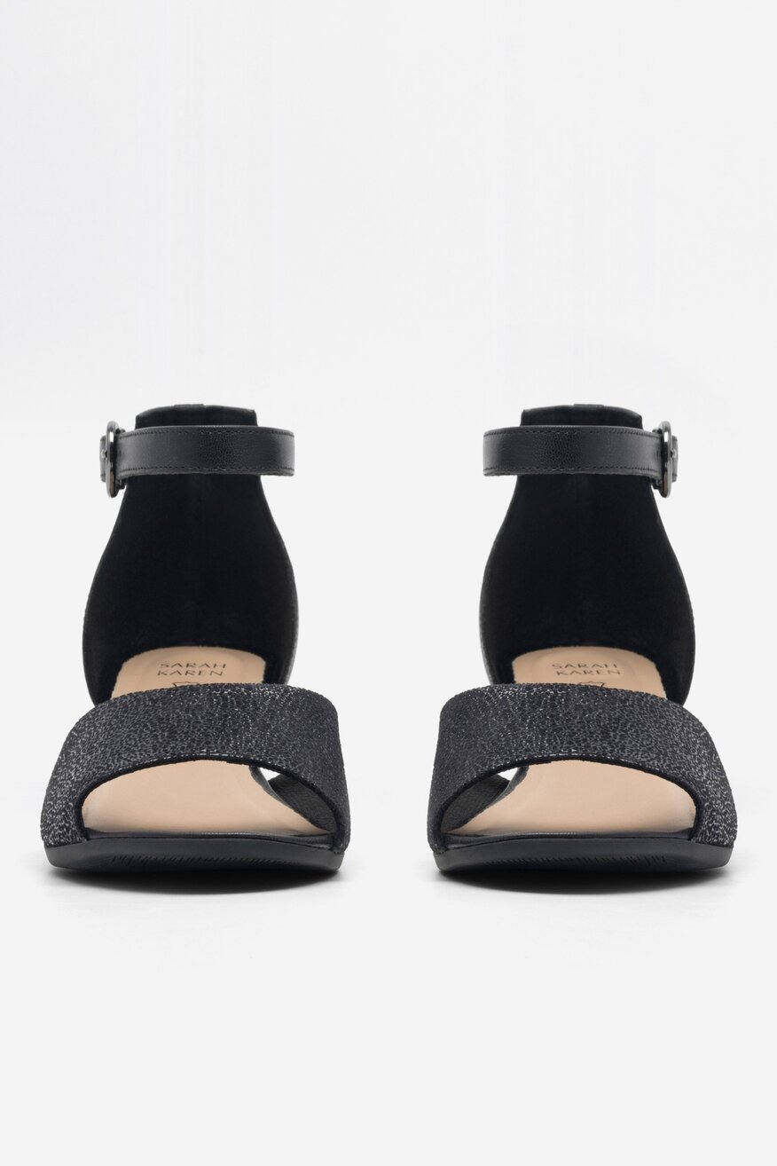 
                Sarah Karen - Skórzane sandały czarne - 5904862893662