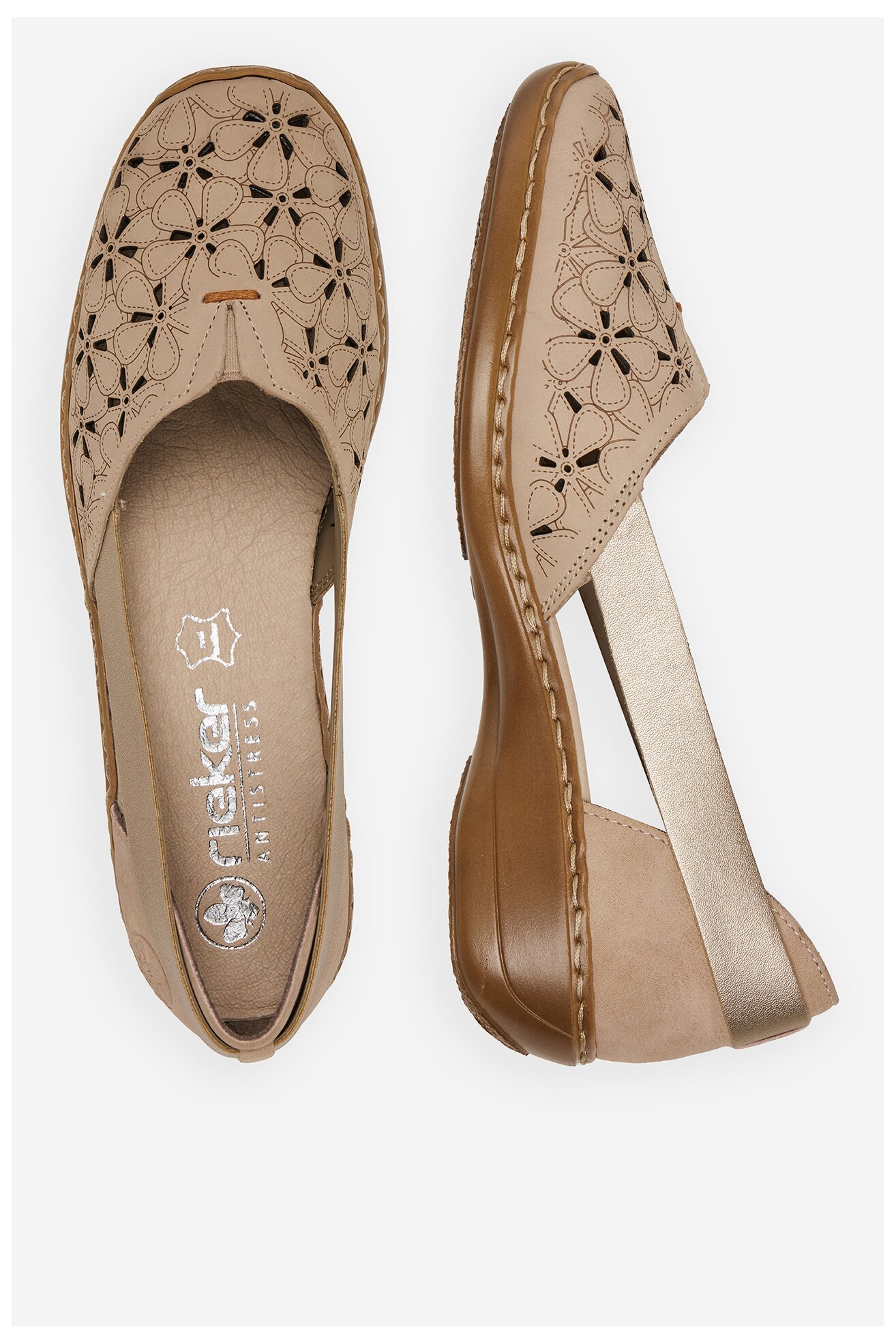 Baleriny Rieker 41356-60 Beżowy