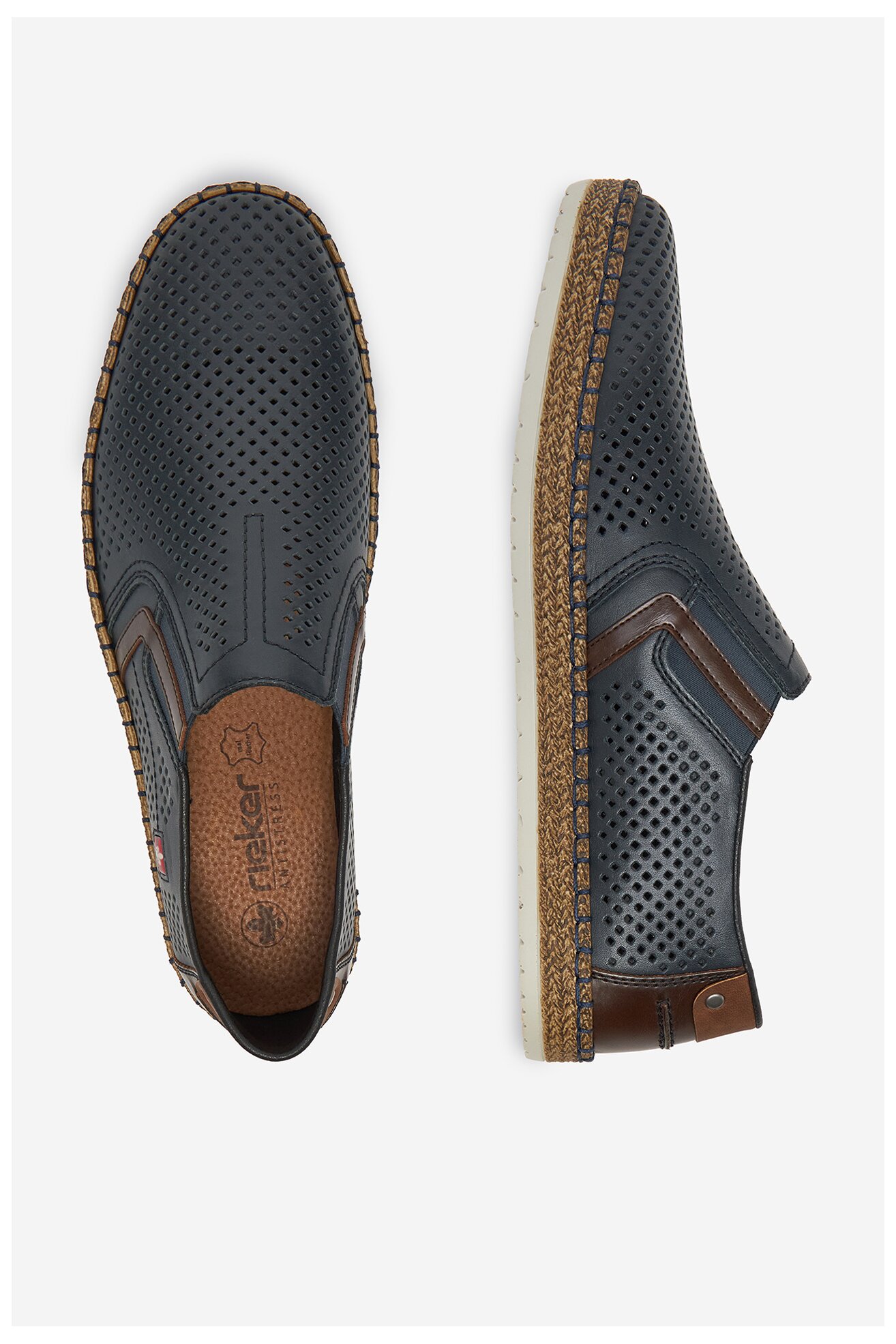 Espadryle Rieker B5297-14 Granatowy