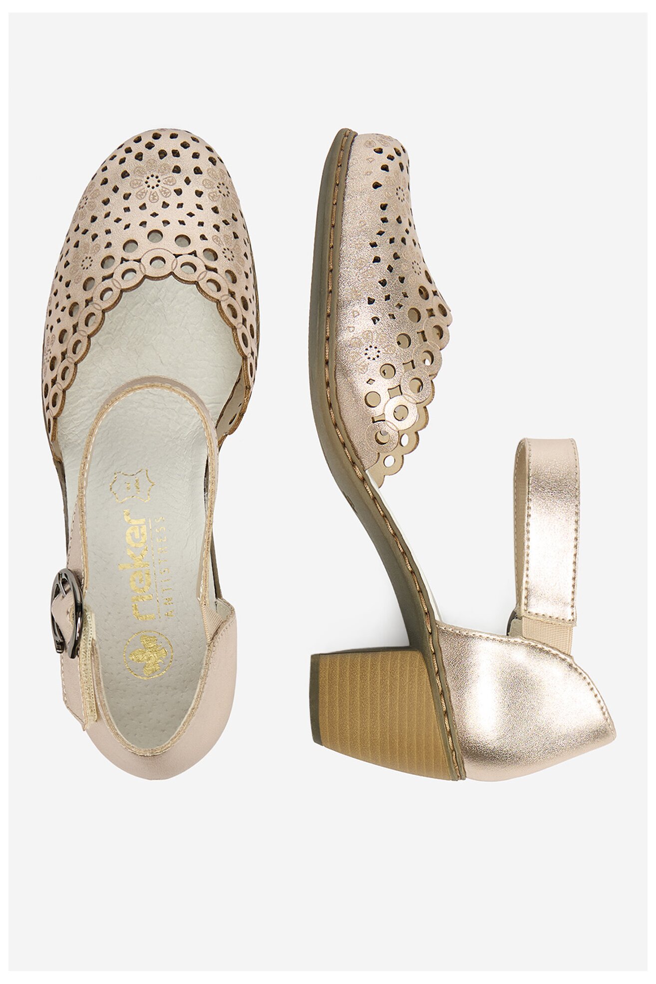 Czółenka Rieker CEO-40902-90 Złoty