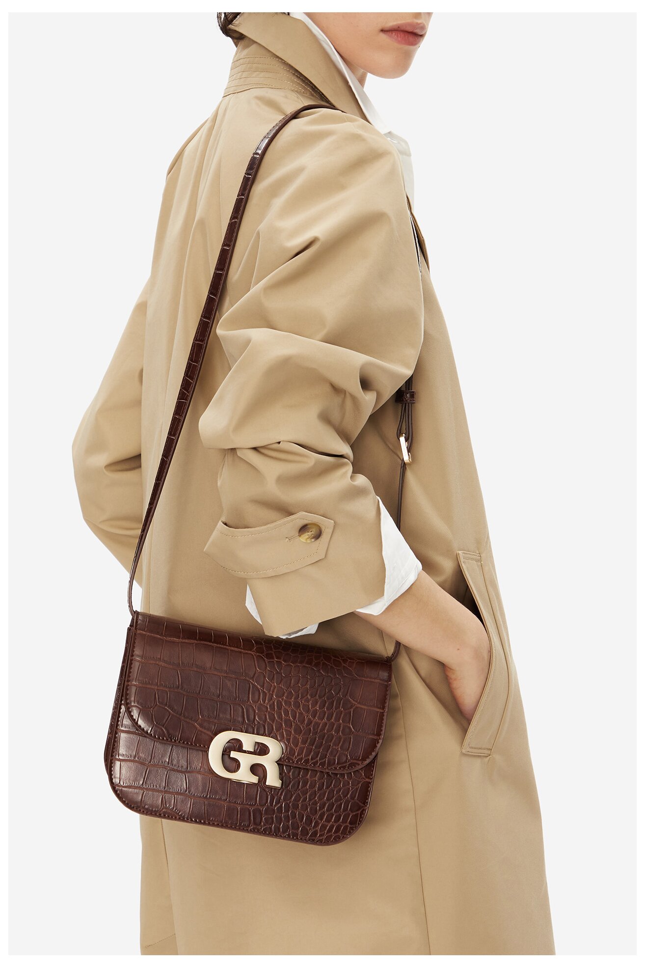 Torebka Gino Rossi CEO-LINA-KQ44-CROCCO Brązowy