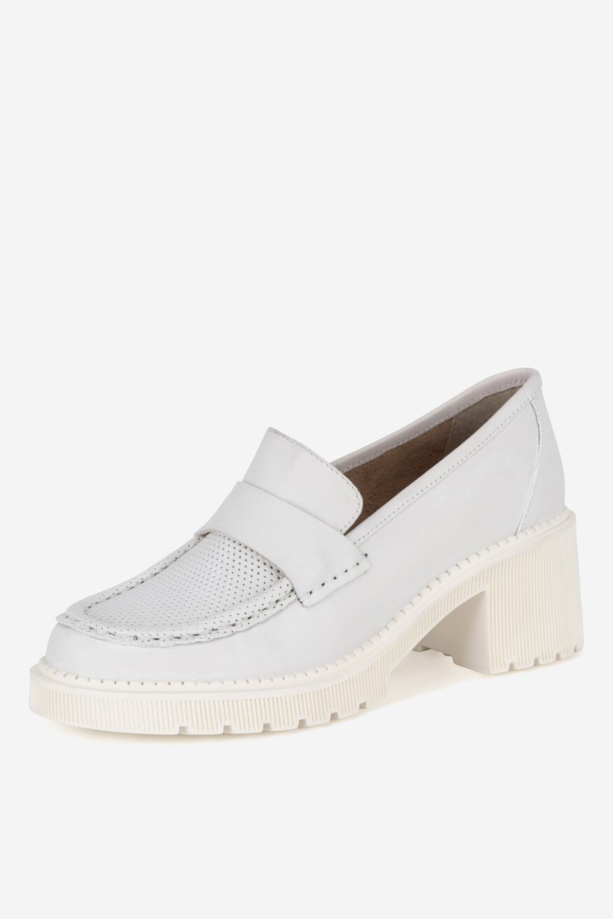 Lasocki - Loafersy skórzane na obcasie - 5905588650706