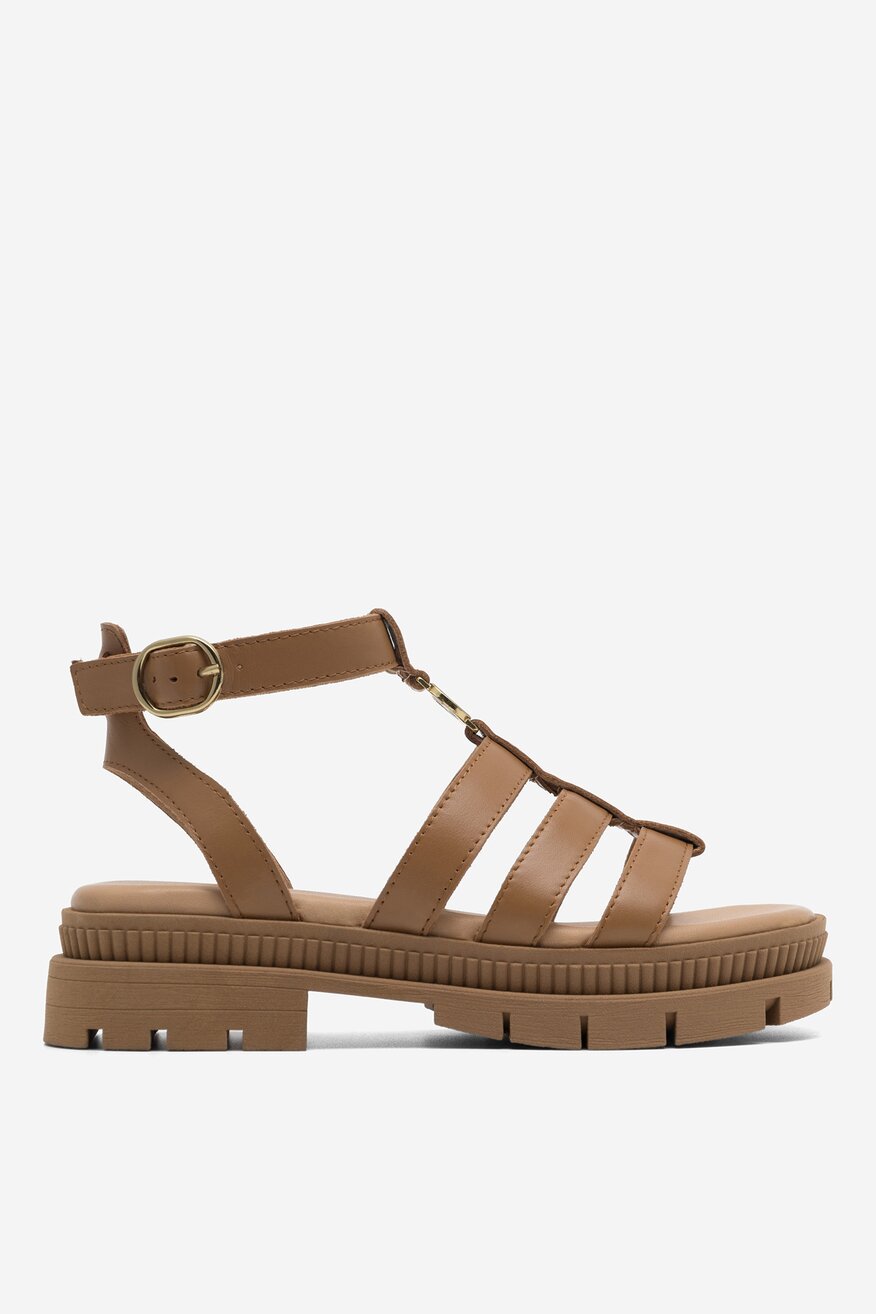 
                Badura - Skórzane sandały beżowe - 5904862752952