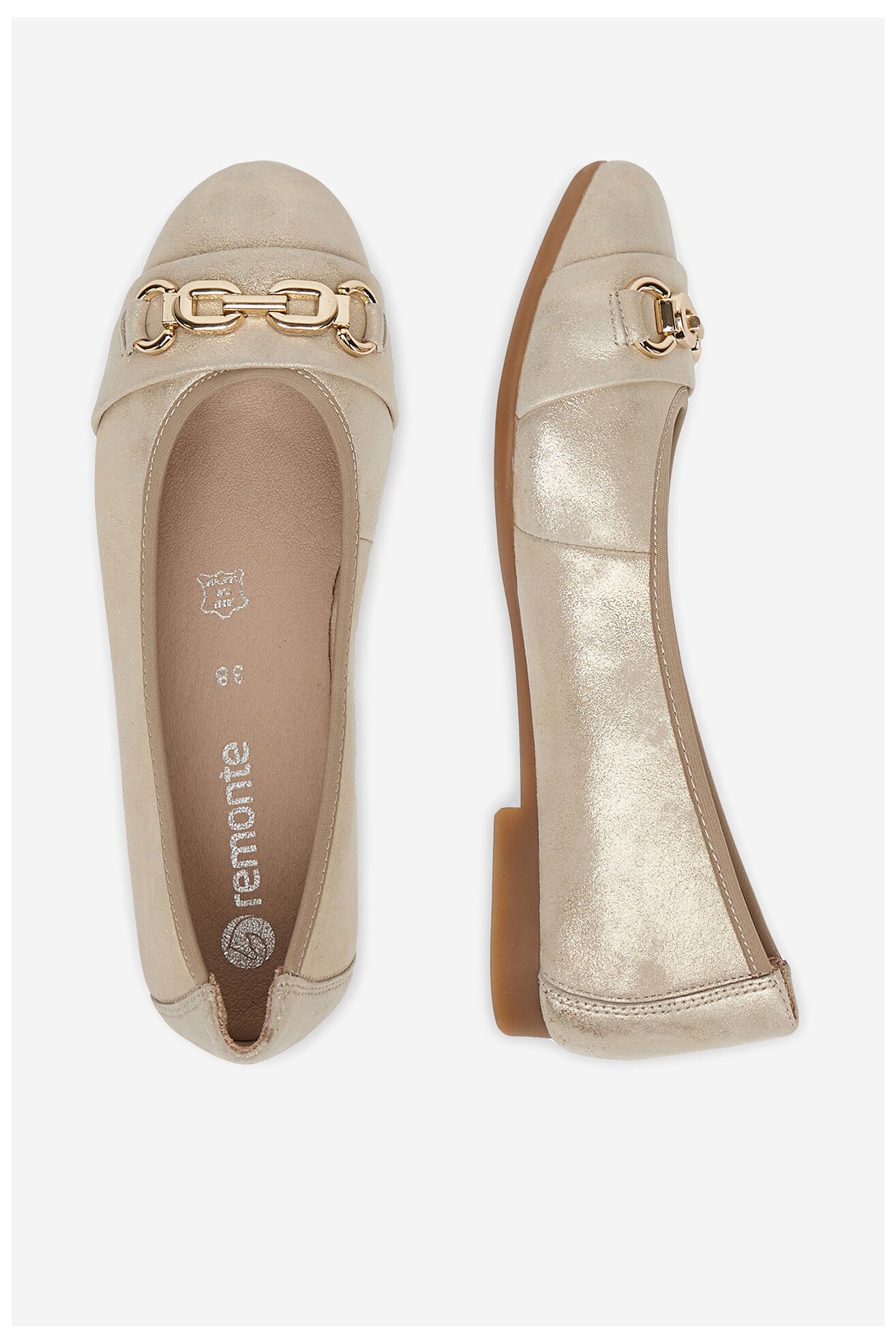 Baleriny Remonte D0K10-90 Złoty