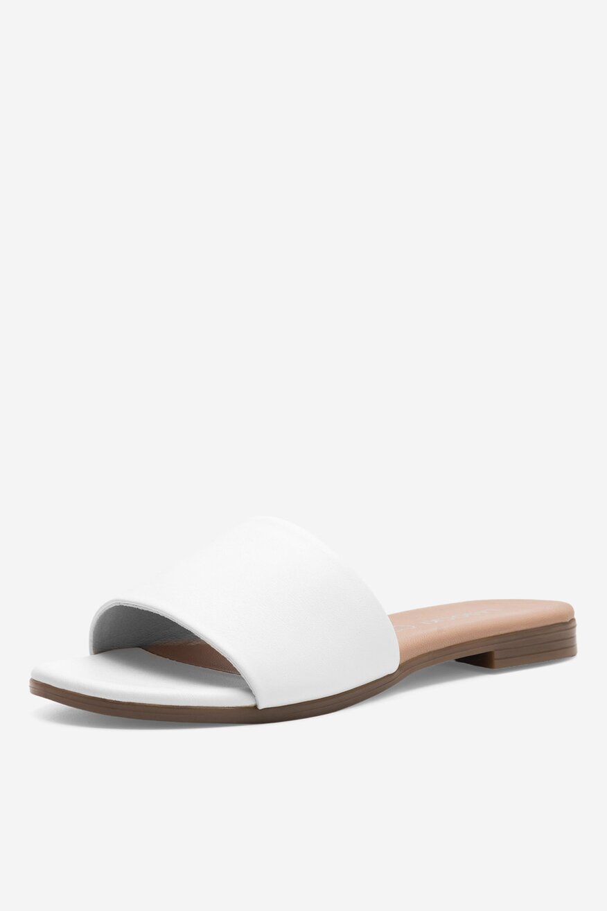 
                Lasocki - Skórzane klapki białe - 5904862818641