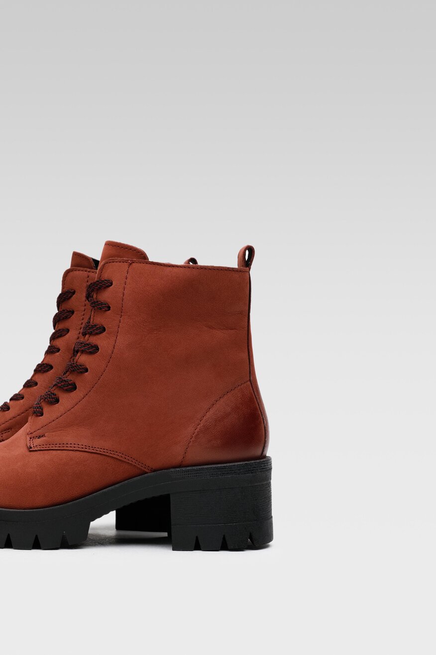 Lasocki - Skórzane trzewiki bordowe - 5904248890919