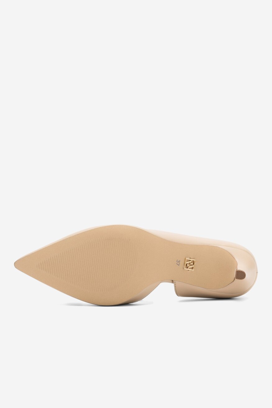 Gino Rossi - Skórzane czółenka beżowe - 5904862722375