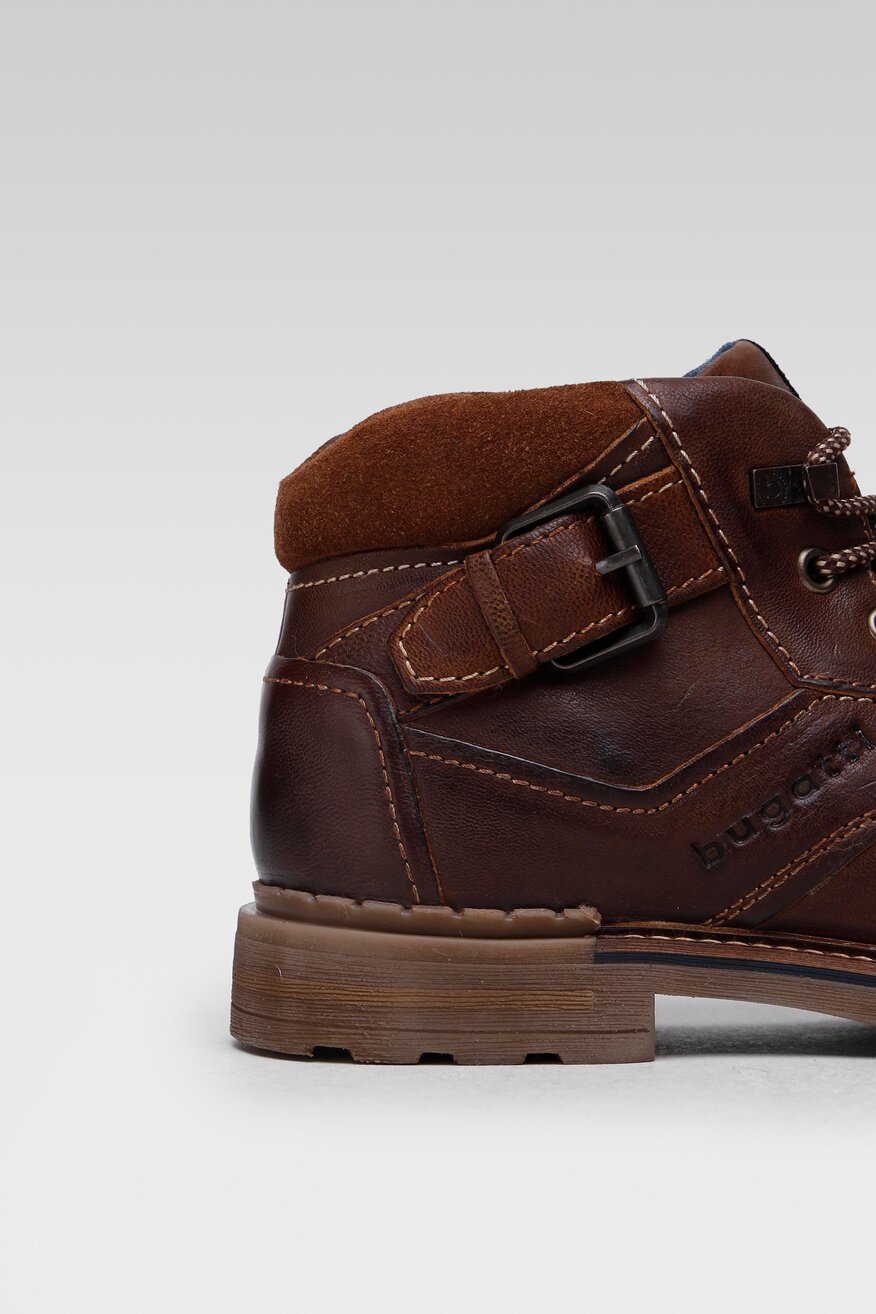 Bugatti - Skórzane trzewiki brązowe - 5903698931876