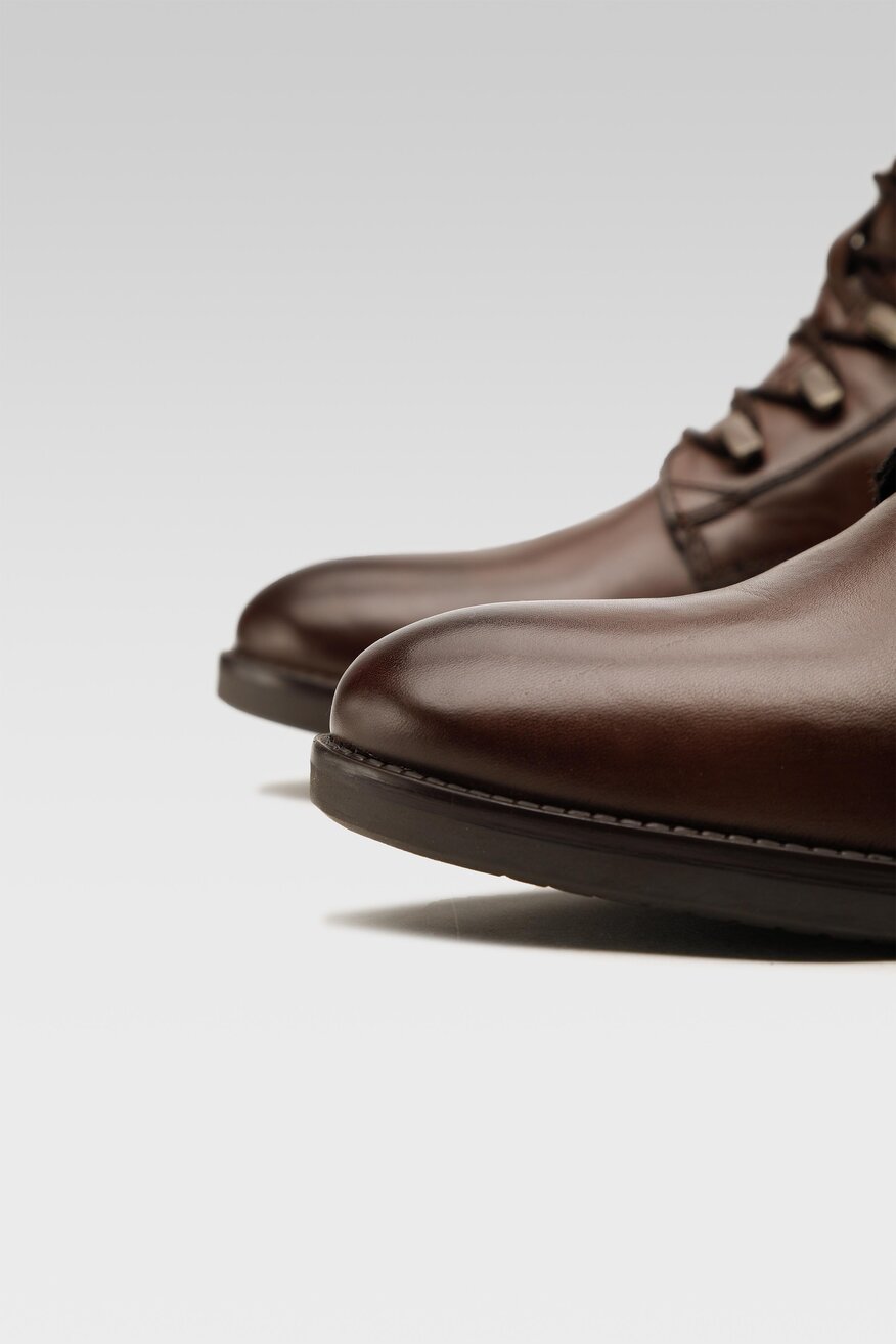 Lasocki - Skórzane trzewiki brązowe - 5903698878560