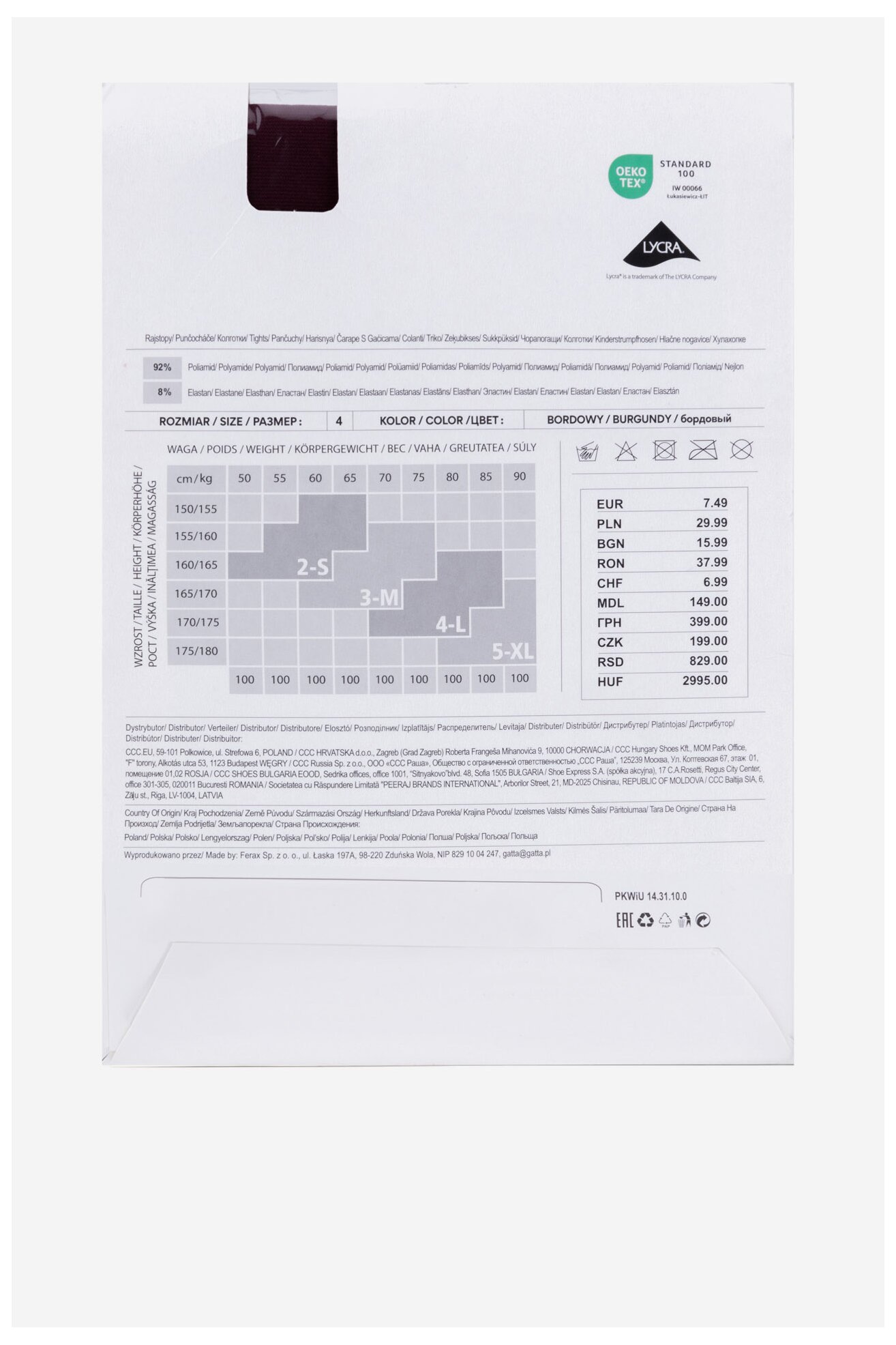 Hulahopke NINE WEST 9WB-001-SS25 BORDO