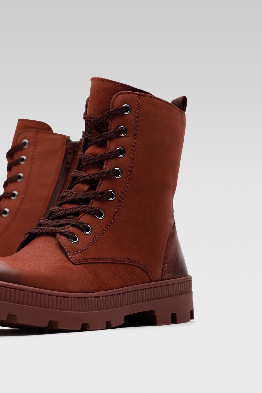 Lasocki - Skórzane trzewiki bordowe - 5904248938840