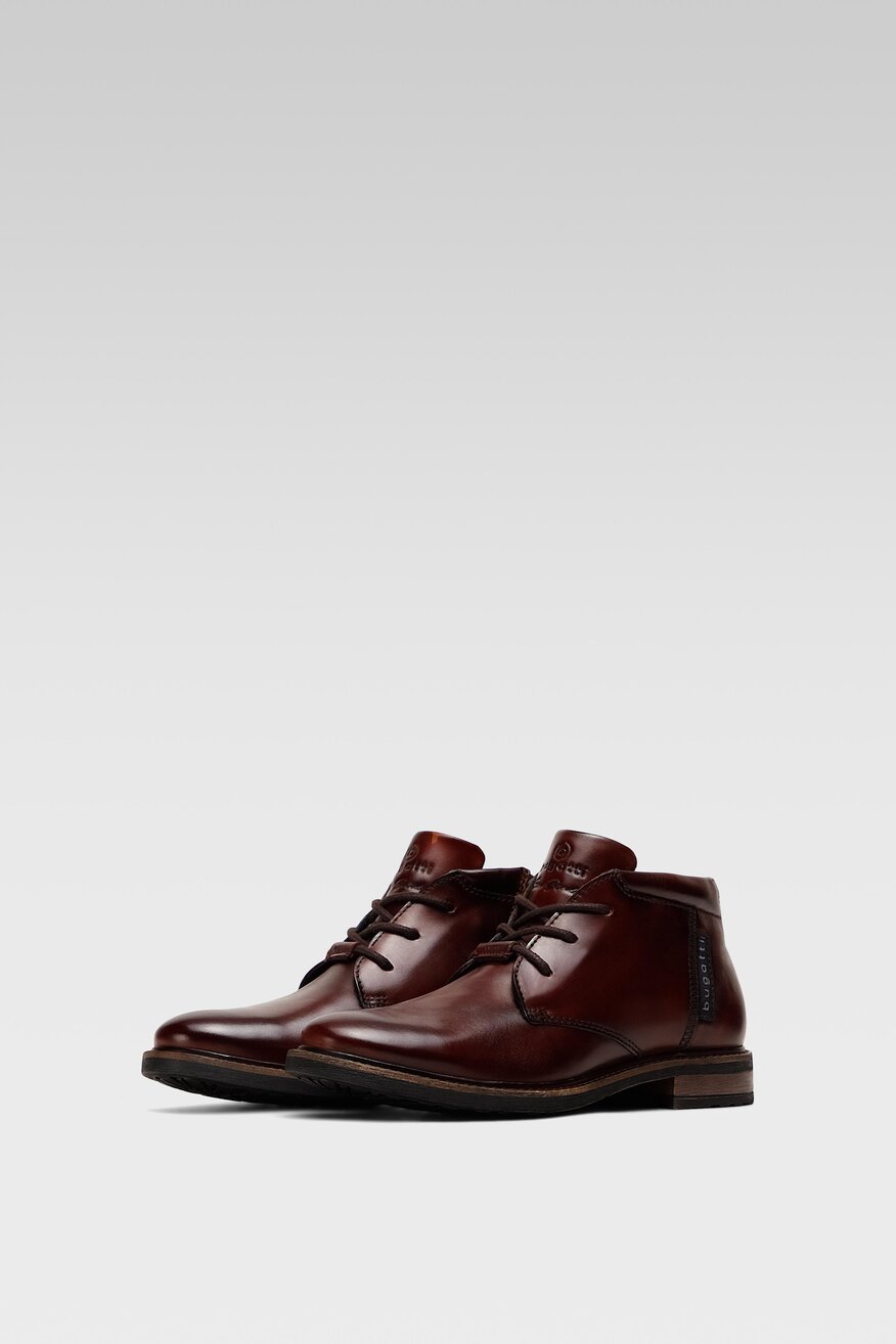 Bugatti - Skórzane trzewiki brązowe - 5903698932712
