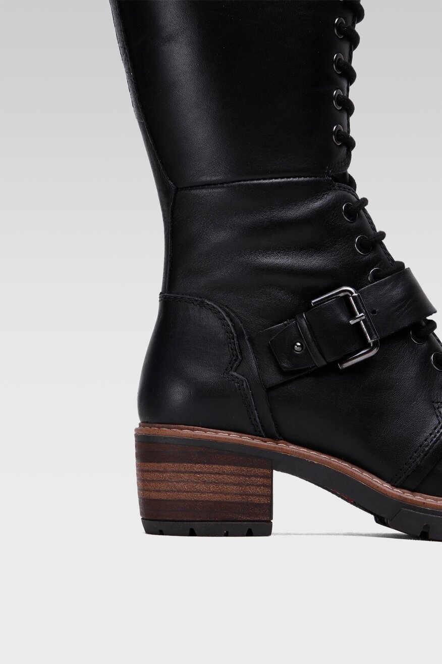 
                Pikolinos - Skórzane kozaki czarne - 5903698927657