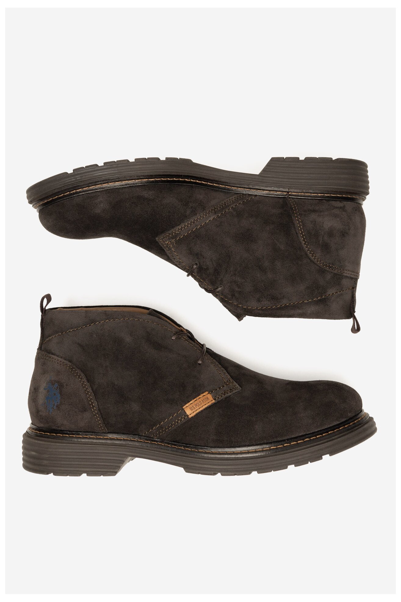 Šněrovací vyšší obuv U.S. POLO ASSN. LORENZ002M/DS1 HNĚDÁ