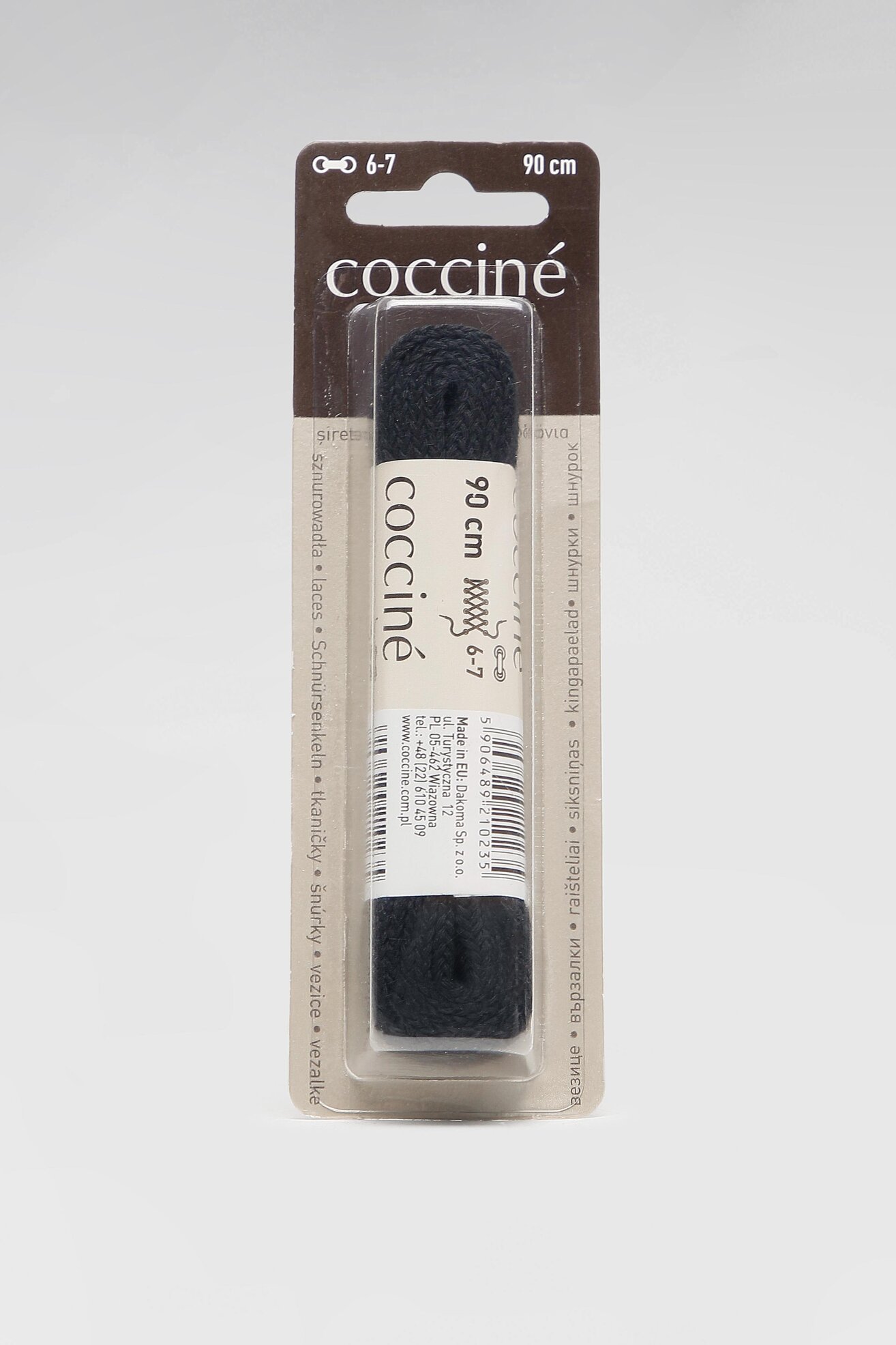 Sznurowadła Coccine COCCINE SZNUROWADŁA 90 cm FI=7 Czarny