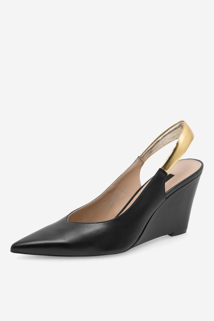 
                Gino Rossi - Czółenka skórzane na koturnie - 5905588484028