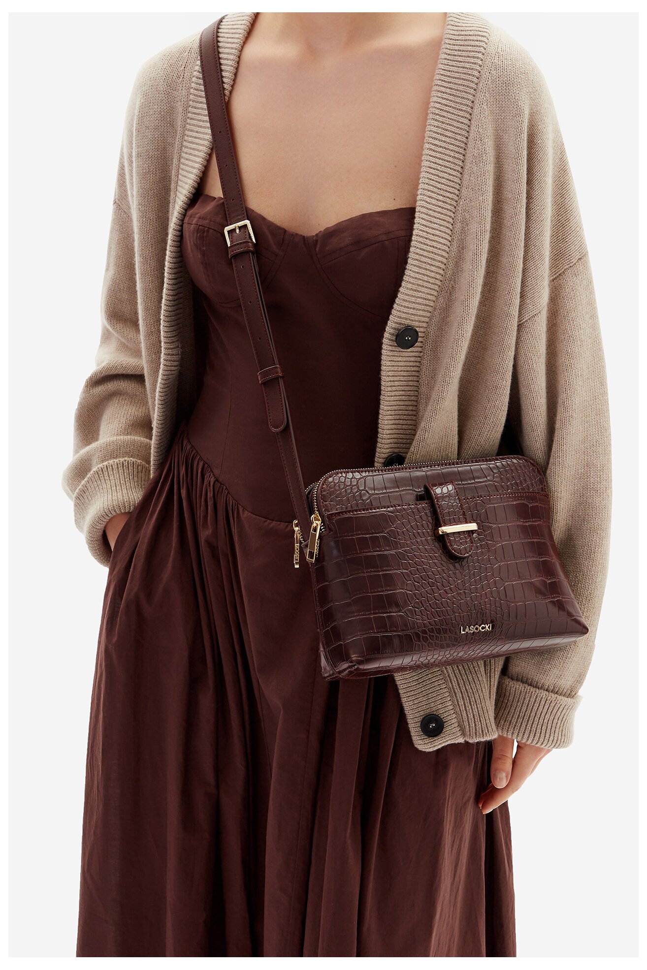 Geantă de mână Lasocki C-LSK-H-001-08 MARO ÎNCHIS