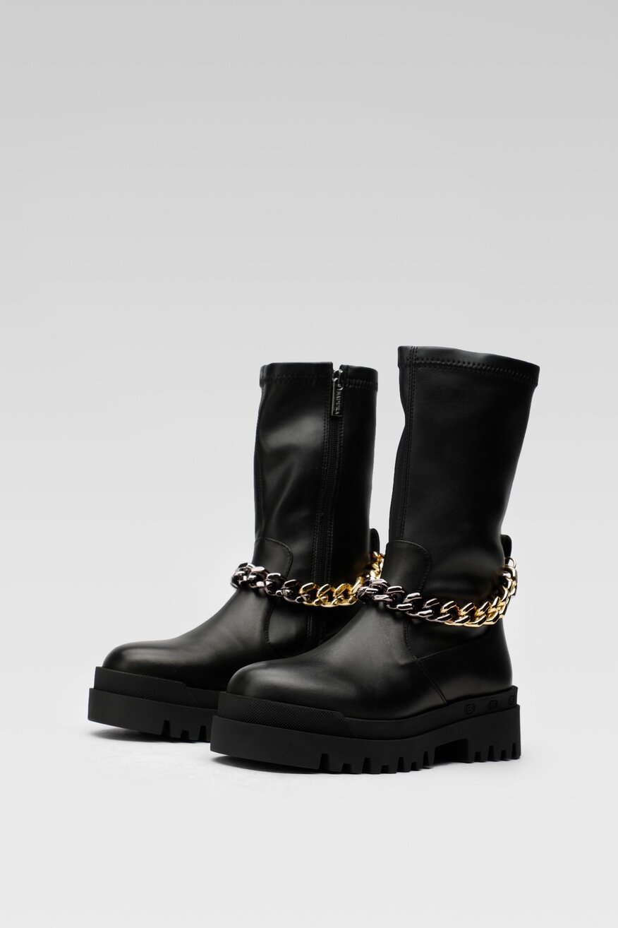 Badura - Skórzane botki czarne - 5904862145426