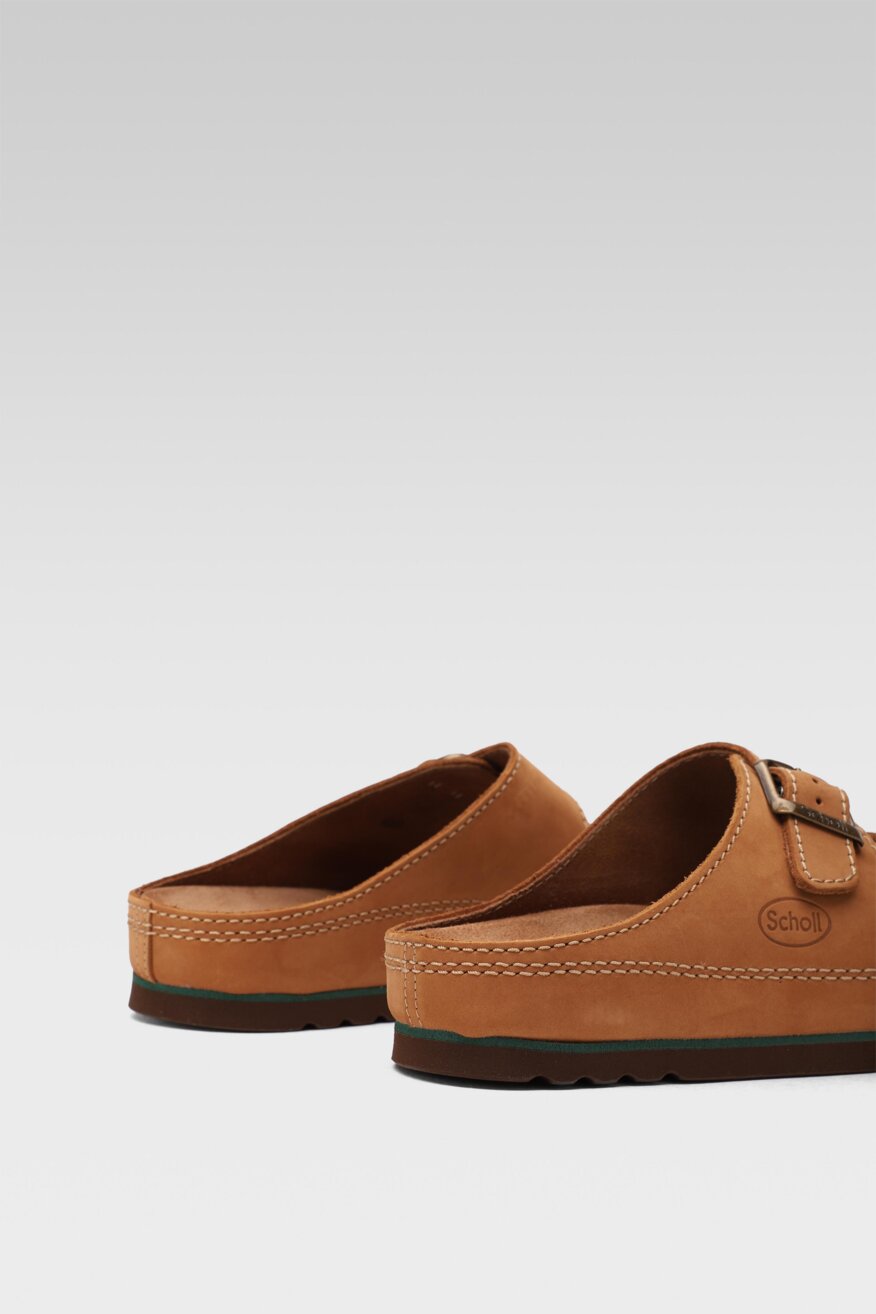 
                Scholl - Skórzane klapki brązowe - 5903698387819