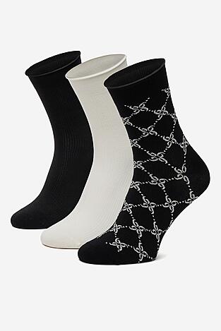 Ponožky NINE WEST BR_NW_01_Z_SS25 (3 PACK) WHITE ČERNÁ