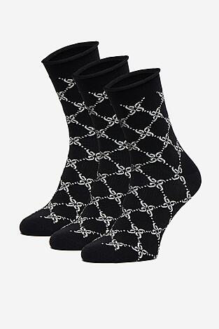 Ponožky NINE WEST CEO_BR_NW_SILVER_01_Z_AW25 (3 PACK) ČERNÁ