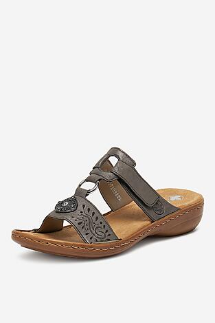 Klapki Rieker 608K1-45 Szary