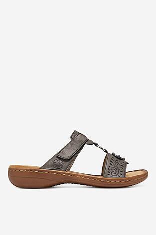 Klapki Rieker 608K1-45 Szary
