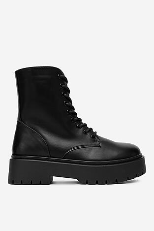Vysoké šnurovacia topánky DeeZee 13123-1-BLACK PU ČIERNA