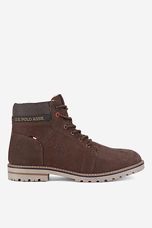Šněrovací vyšší obuv U.S. POLO ASSN. POLY001M/DLT1 HNĚDÁ