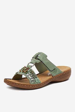 Klapki Rieker 60814-52 Zielony jasny
