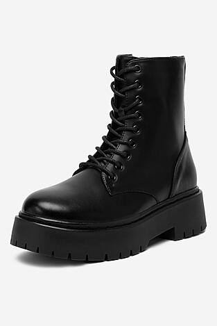 Vysoké šnurovacia topánky DeeZee 13123-1-BLACK PU ČIERNA