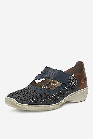Baleriny Rieker 413G4-14 Granatowy ciemny