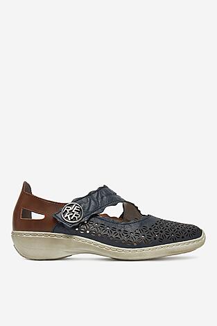 Baleriny Rieker 413G4-14 Granatowy ciemny