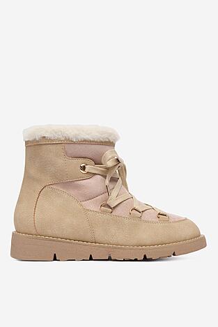 Botki DeeZee 17125-1-BEIGE PU Beżowy
