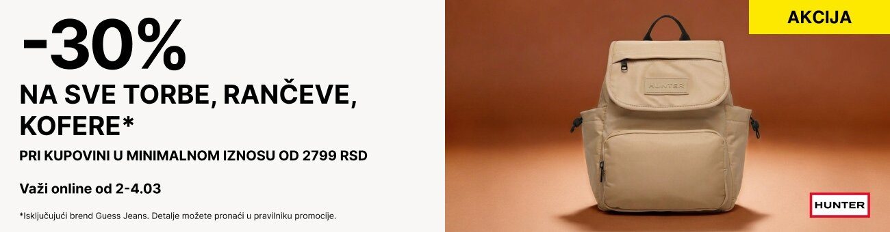 -30% NA SVE TORBE, RANČEVE, KOFERE