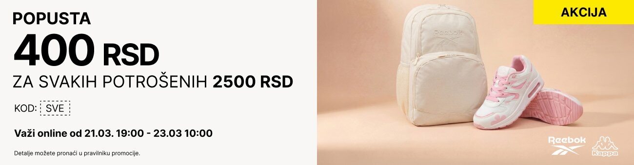 400 RSD POPUSTA ZA SVAKIH POTROŠENIH 2500 RSD